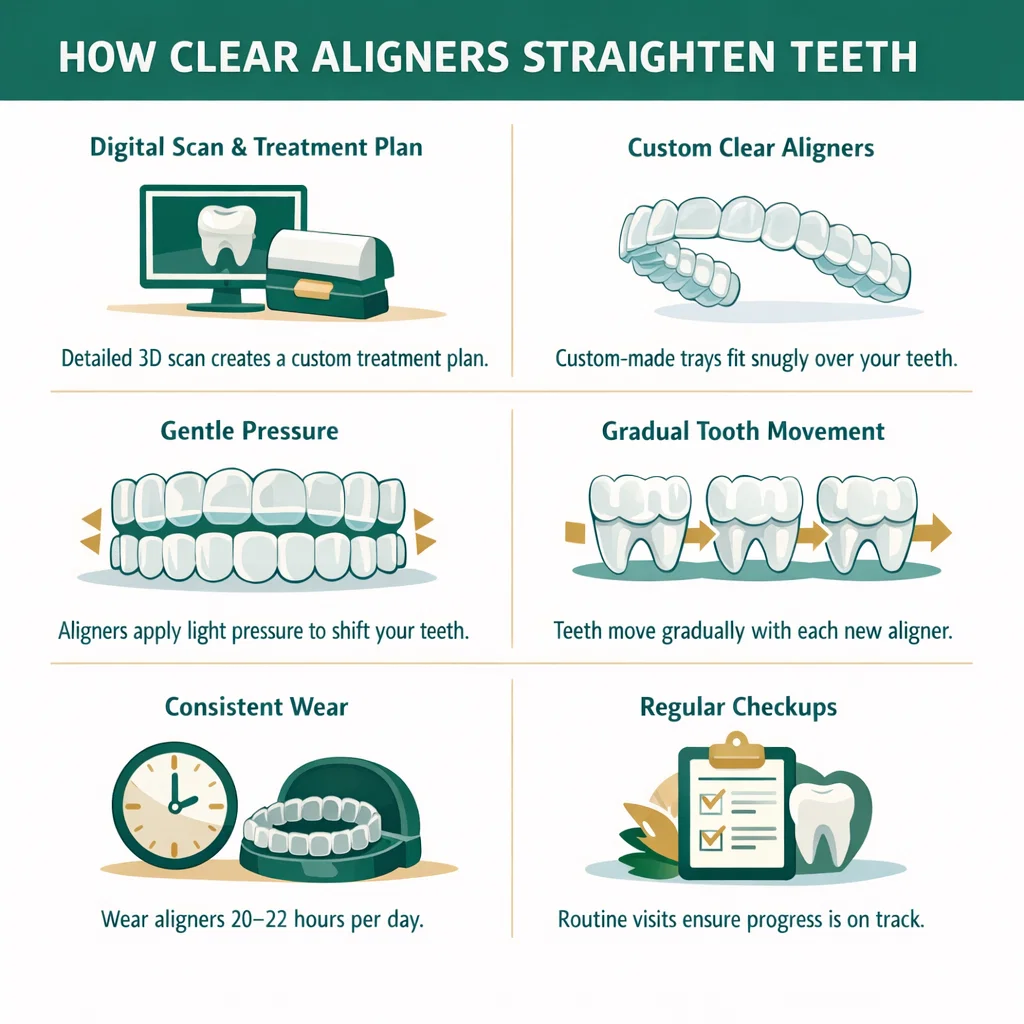 how clear aligners straighten teeth