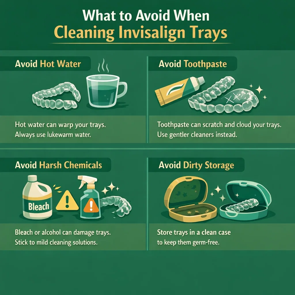 what to avoid when cleaning invisalign trays